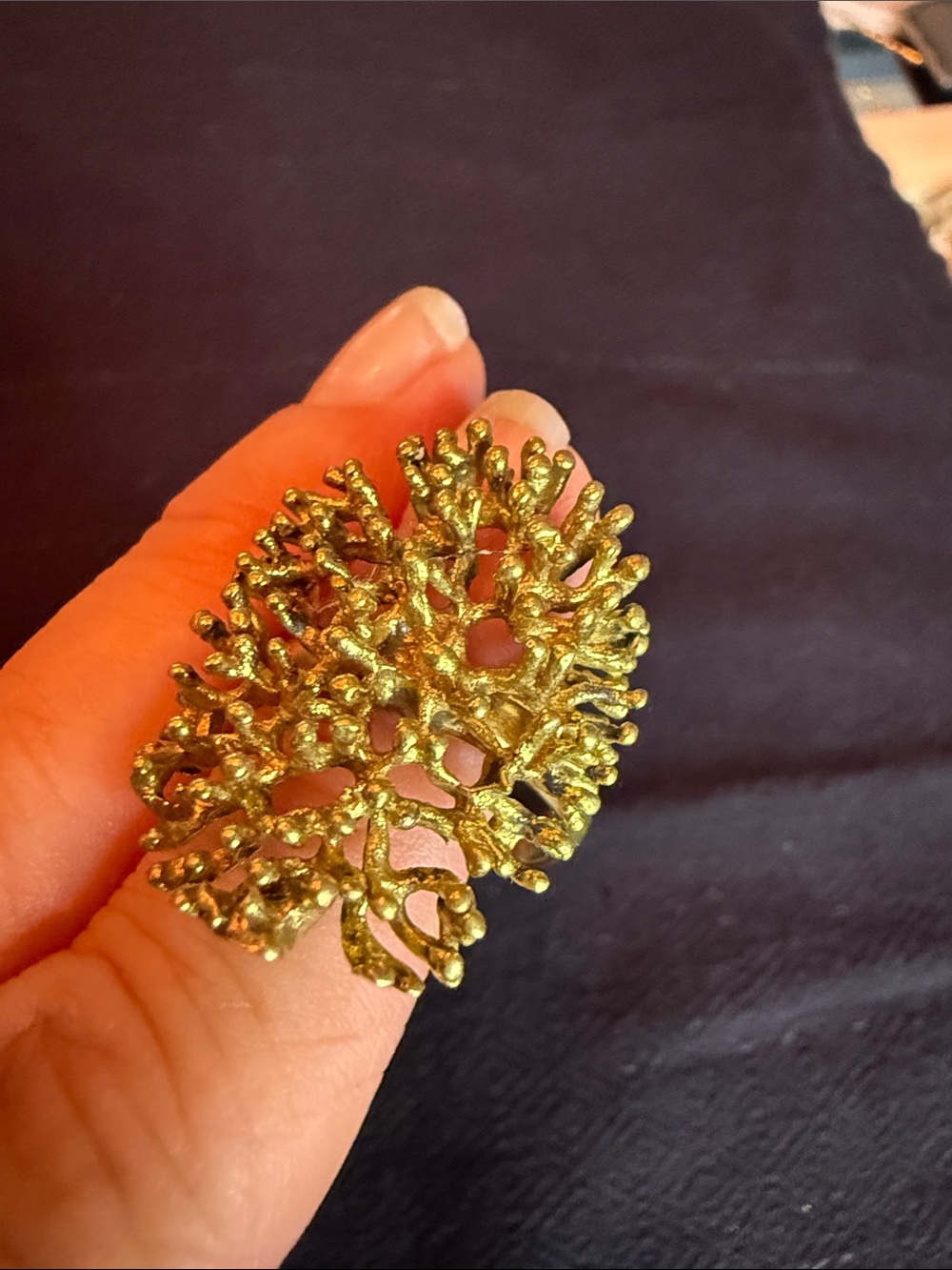 Vintage brass Coral Branch Statement Ring - Women's Fashion Jewelry